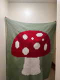 Handmade large throw size mushroom blanket ￼